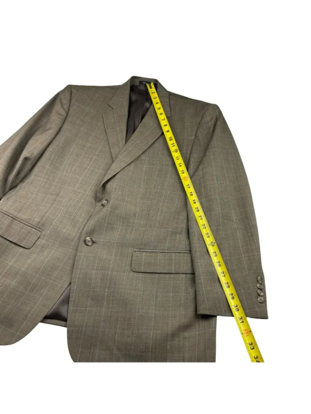 Kilburne & Finch Men's 100% Wool 2-Button Blazer Brown Windowpane Plaid • 42R